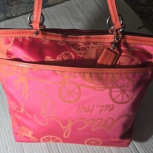 Coach Pink Signature Tote Bag